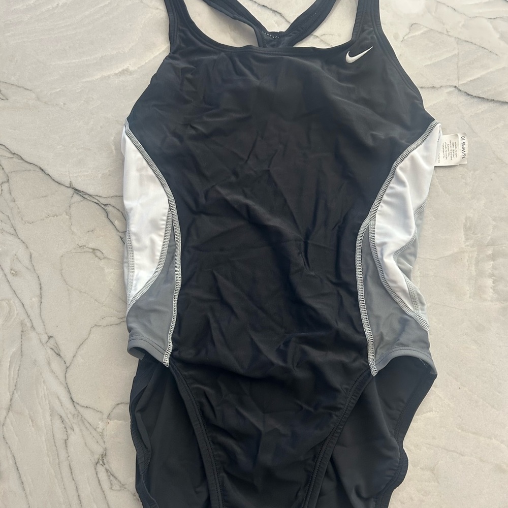 Nike Black and Gray Athletic Swimsuit